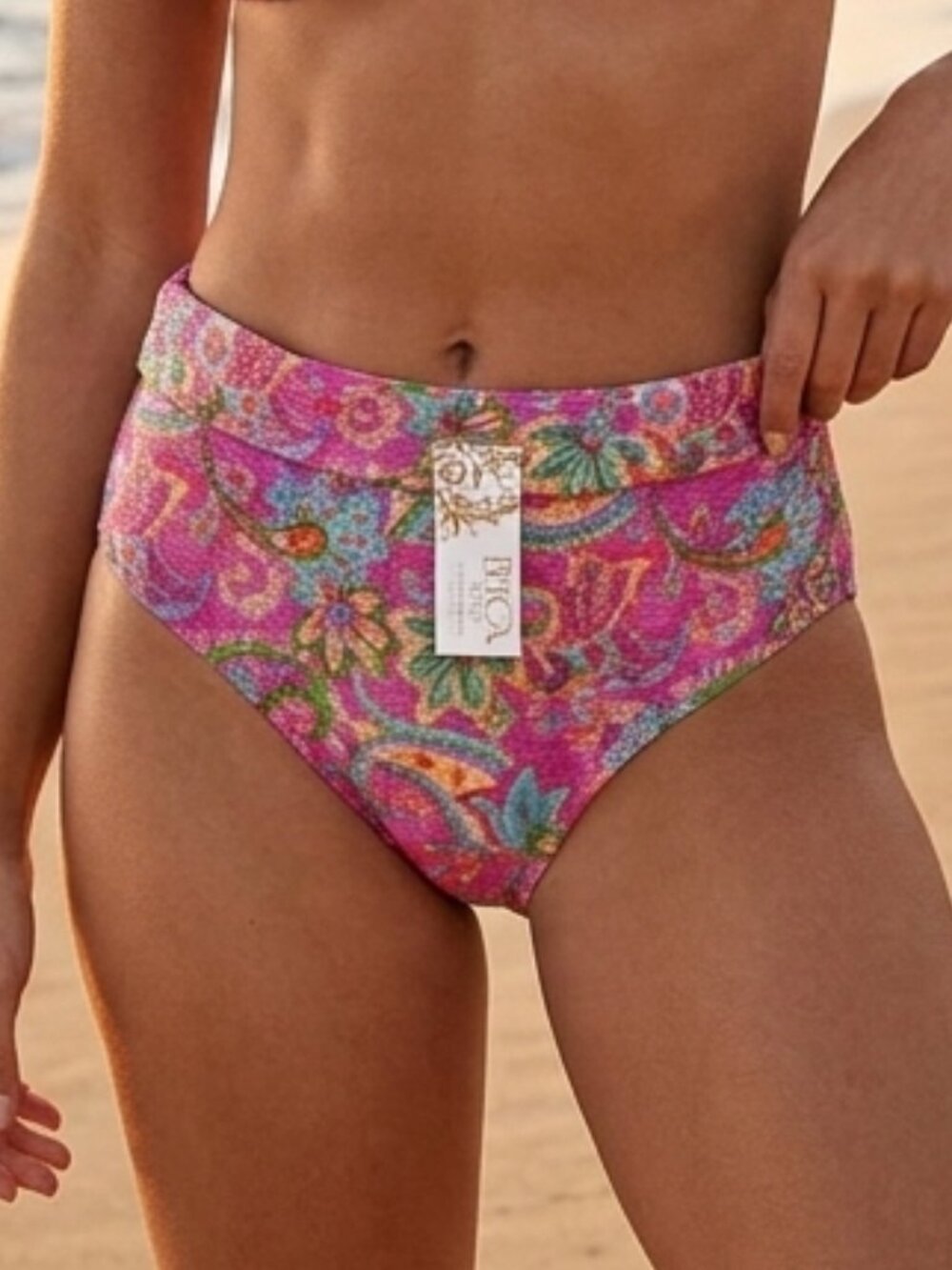 BECCA By Rebecca Virtue Polynesia Paisley Print high Waist Bottom Sz 1X NWTS
